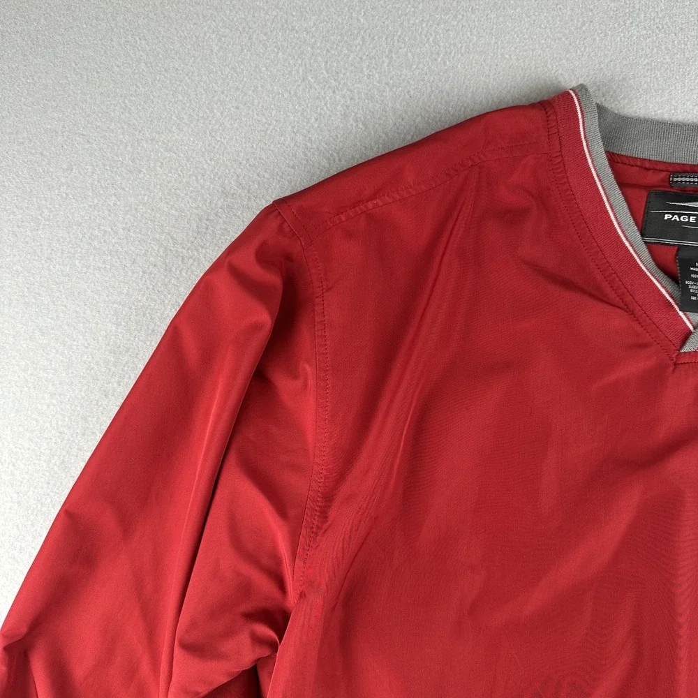 Vintage Page Tuttle Red Long Sleeve Windbreaker Jacket V-Neck Men's M Pullover